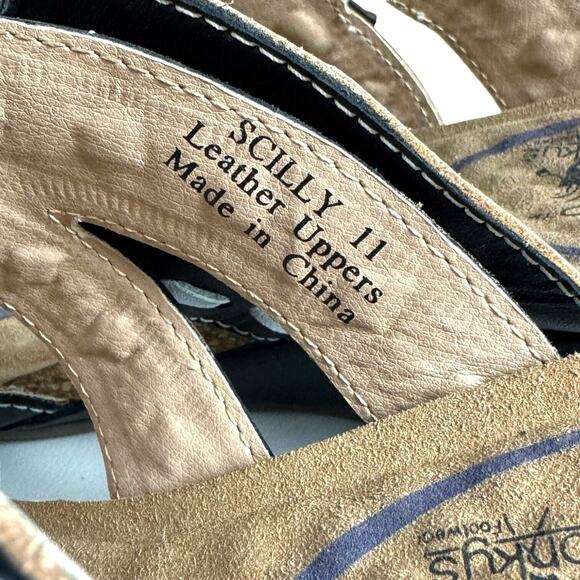 Elite by Corkys Scilly Leather Wedge Slide Sandals Black Floral Women's Size 11 - Picture 11 of 15